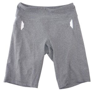 NYL Womens Charcoal Heather Grey High Rise Reflective Athletic Bike Shorts Small